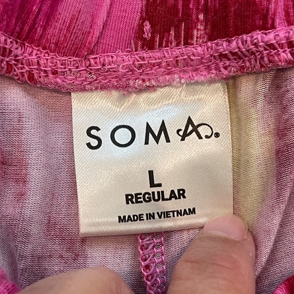 Soma Pajama Lounge Pants Women's L Pink Pockets Drawstring Soft Comfy - Picture 6 of 13